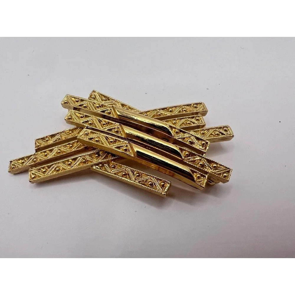 Monet Gold Brooch Abstract‎ Textured Bars Modernist Pin Vintage Signed Statement